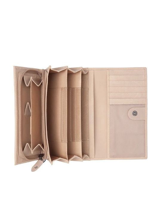 Large Leather Women's Wallet Beige