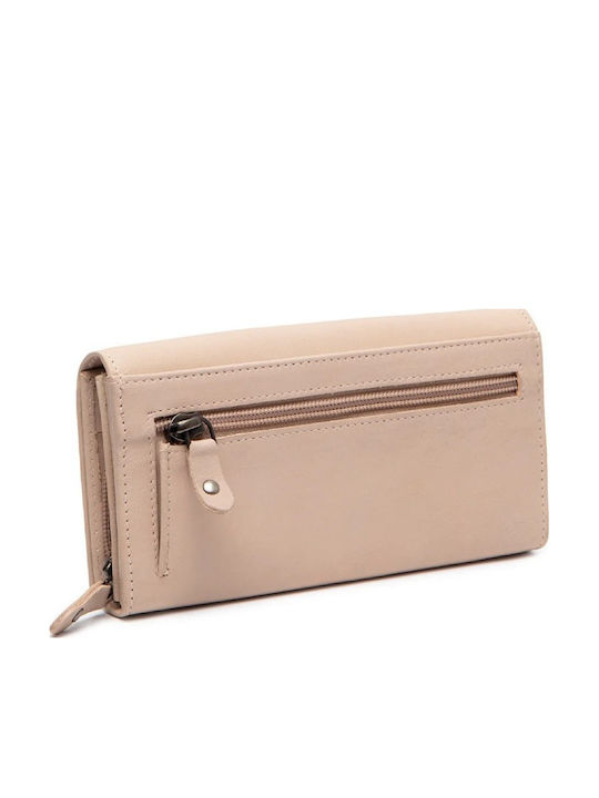 Large Leather Women's Wallet Beige