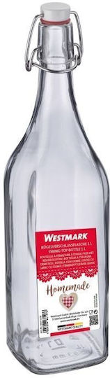 Westmark Glass Water Bottle with Clip Transparent 1000ml