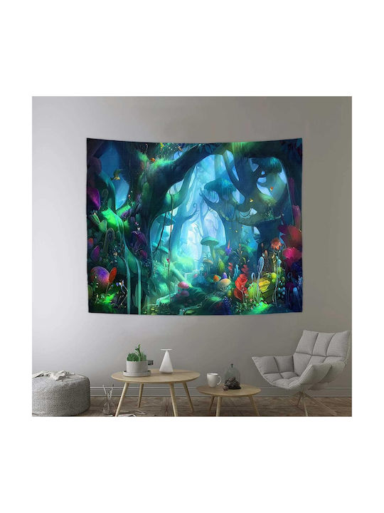 FRIPIA FRIPIA Wandbehang Märchenhaftes Landschaft mit Leuchtenden Pilzen Handgefertigt aus Stoff 150x130cm