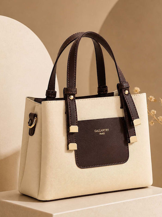 Gallantry City Bag Handbag Women Structured Shape Double Zipped Space Brown Beige