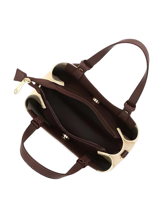 Gallantry City Bag Handbag Women Structured Shape Double Zipped Space Brown Beige