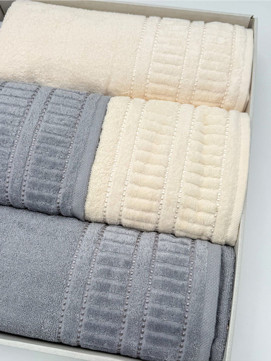 SteweHome Bath Towels Set 4pcs Gray