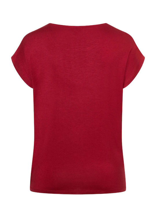 MORE & MORE Damenbluse Satin Burgundisch