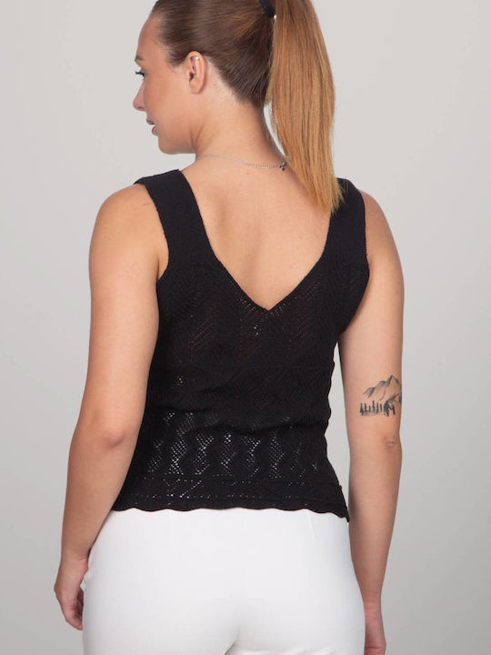 Damen Baumwolle Top mit Spaghetti-Träger Schwarz