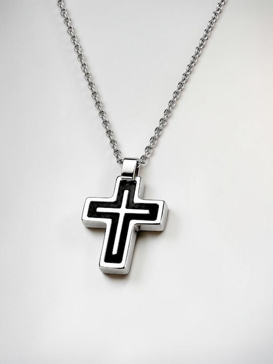 Rosso Amante Men's Cross from Steel with Chain