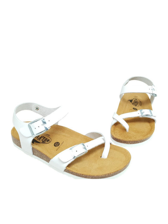Leder Flache Damen Sandalen Anatomisch Weiß