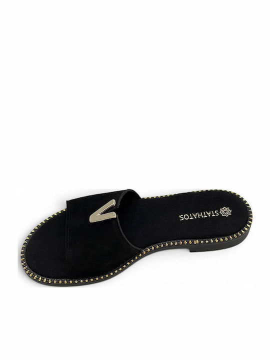 Damen Flache Sandalen Schwarz
