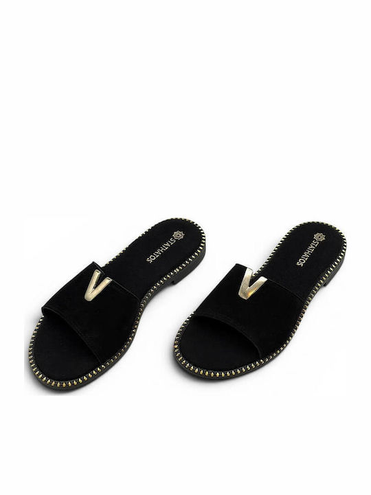Damen Flache Sandalen Schwarz