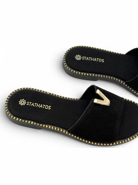 Damen Flache Sandalen Schwarz