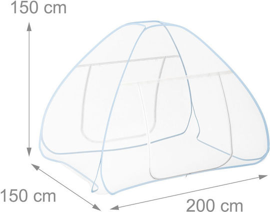 Relaxdays Pop Up Mosquito Net Tent White Turquoise 150x200x150 Cm