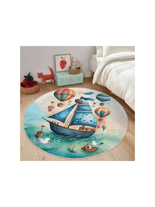 SteweHome Παιδικό Χαλί Γαλάζιο 120x120cm Πάχους 60mm