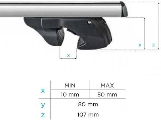 Menabo Aluminum Roof Bars Sherman XL Silver 135 Cm Silver Color Fiat Doblo 2000>2010 Raised Rails Parallel Bars Set 2 Pieces 9470/mb Mp.9470/mb-49