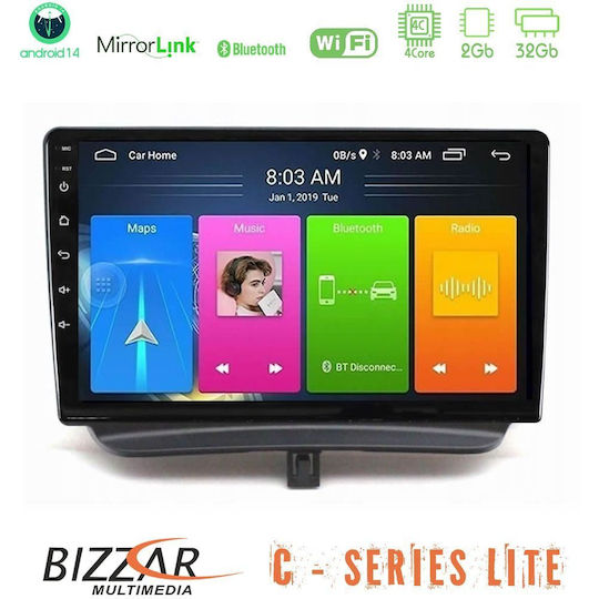 Bizzar Auto-Audiosystem für Ford Kurier / Transit Kurier 2015-2023 mit Touchscreen 9" (Bluetooth/USB/AUX/Eingebautes Wi-Fi / 3G/GPS/Apple CarPlay/Android Auto)