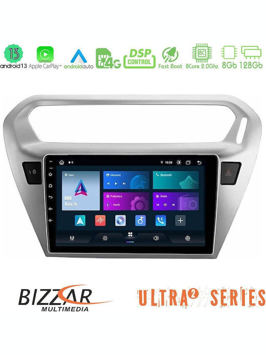 Bizzar Car Audio System for Peugeot 301 Citroen C-Elysee 2012-2018 with Touch Screen 9" Bluetooth USB Wi-Fi GPS Apple CarPlay Android Auto