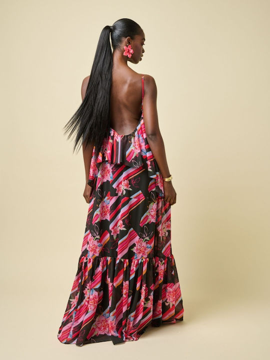 Maxi Dress with Ruffles Printed