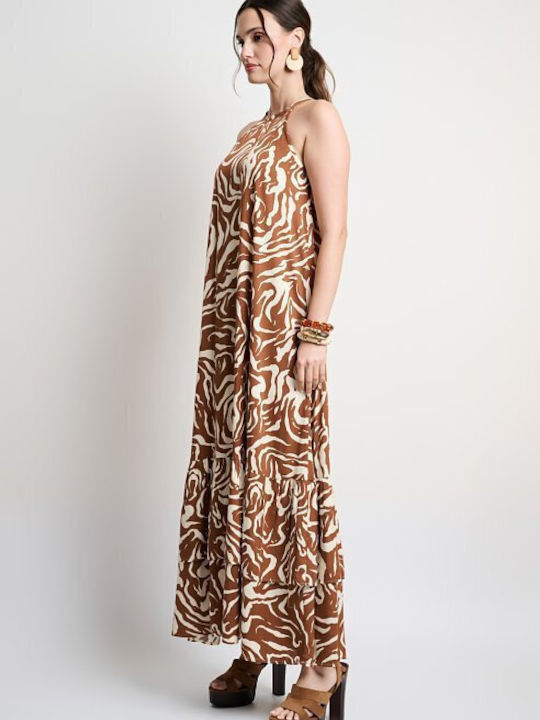Sommer Maxi Damenkleid mit Rüschen Braune