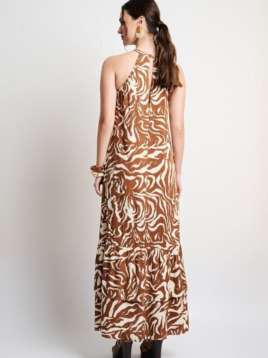 Sommer Maxi Damenkleid mit Rüschen Braune