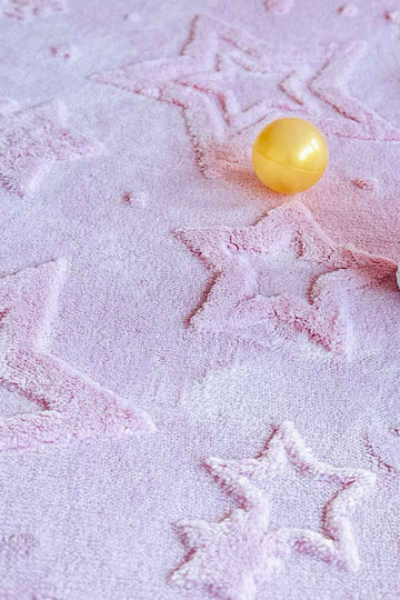 SteweHome Kids Rug Stars Cotton Pink 100x300cm Thickness 60mm