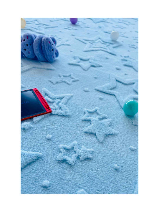 SteweHome Kids Rug Stars Cotton Blue 80x200cm Thickness 60mm