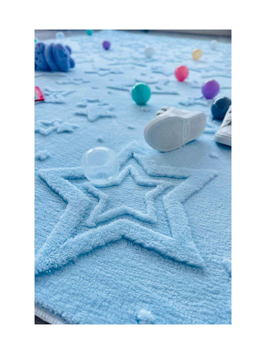 SteweHome Kids Rug Stars Cotton Blue 120x250cm Thickness 60mm