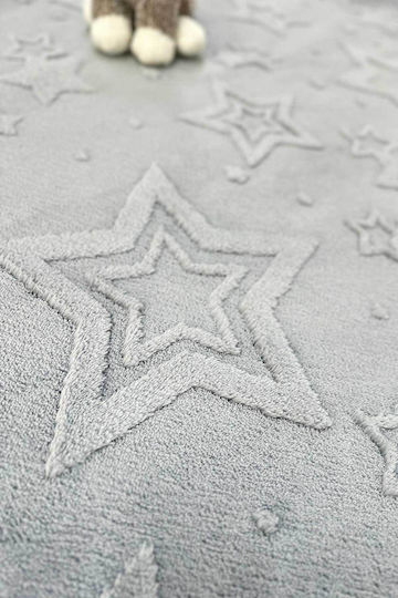 SteweHome Kids Rug Stars Cotton Gray 80x150cm Thickness 60mm