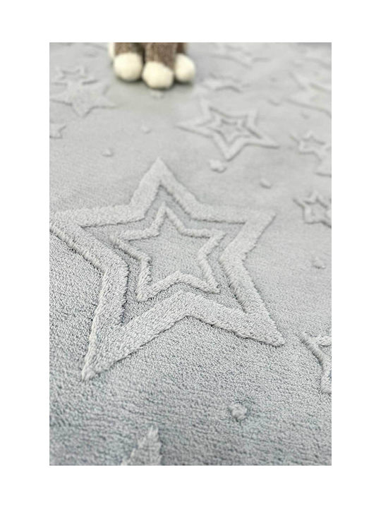 SteweHome Kids Rug Stars Cotton Gray 80x250cm Thickness 60mm