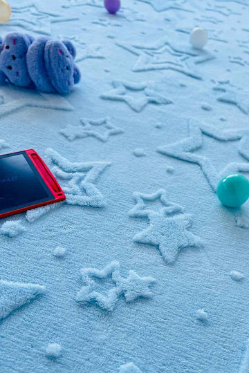 SteweHome Kids Rug Stars Cotton Blue 100x200cm Thickness 60mm