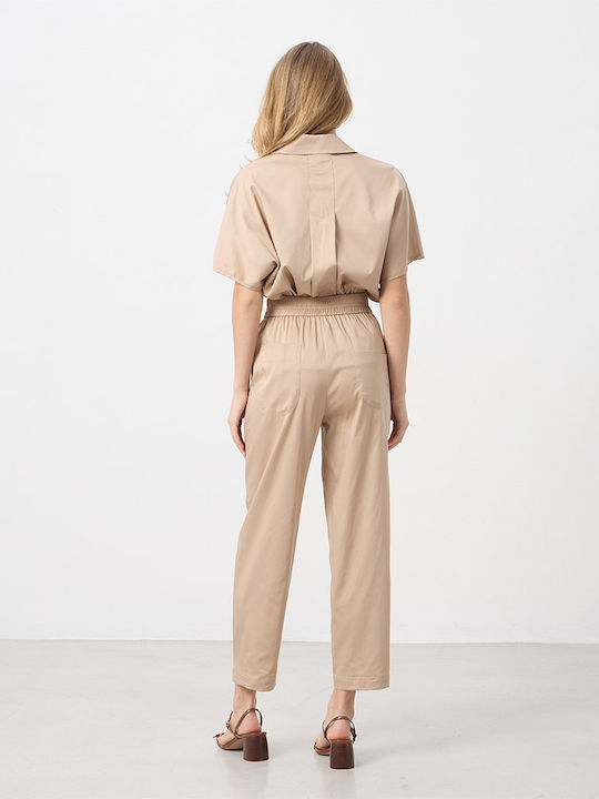 Damen Hochgebirge Stoffhose mit Gummiband in Regulärer Passform Beige
