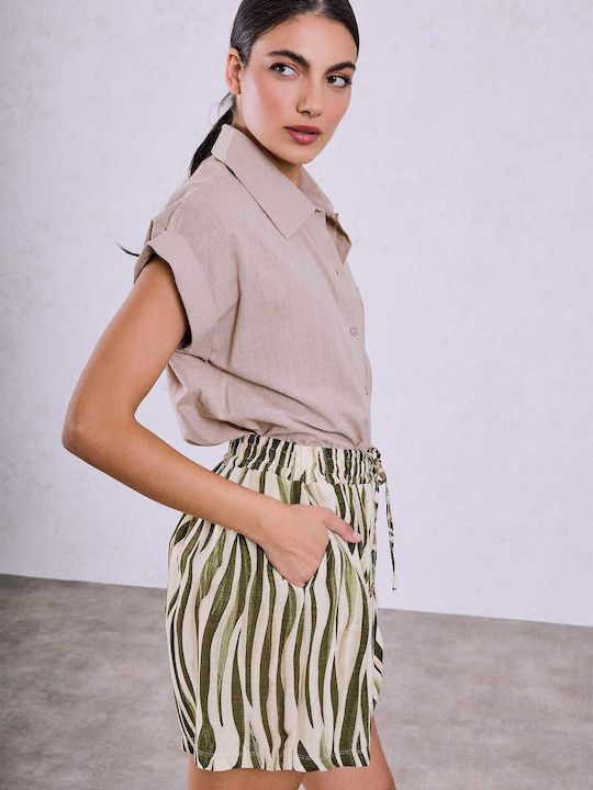 Celestino Damen-Shorts aus Viskose Khaki