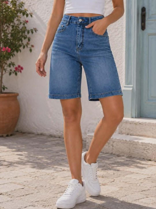 Bermudă Denim Albastră Pentru Femei