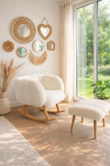 Rocking Armchair with Footstool 70x70x70cm