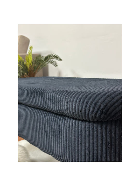 Living Room Stool With Storage Space Upholstered In Black Velvet