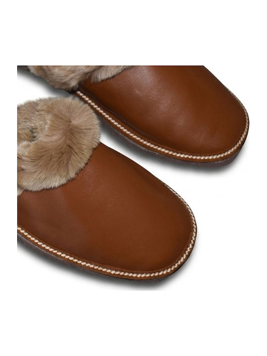 Winter Women's Slippers with Brown Fur