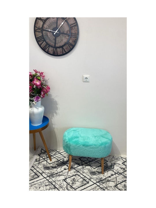 Living Room Wooden Turquoise Stool 60x40x40cm