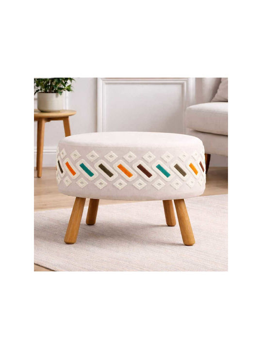 Living Room Wooden Beige Stool 40x60x58cm