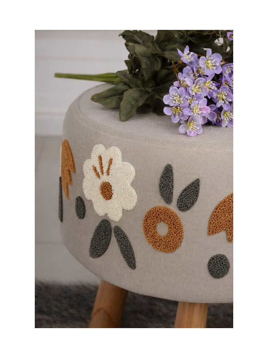 Living Room Wooden Beige Stool 40x60x58cm