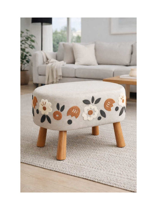 Living Room Wooden Beige Stool 40x60x58cm