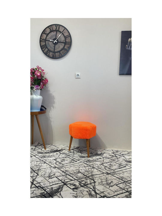 Living Room Fabric Upholstered Orange Stools