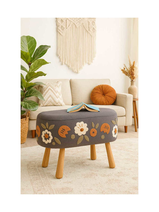 Living Room Stools Upholstered with Gray Fabric 40x60x60cm