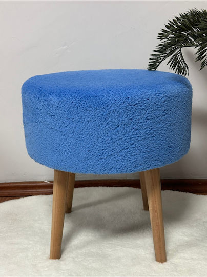 Living Room Wooden Blue Stools