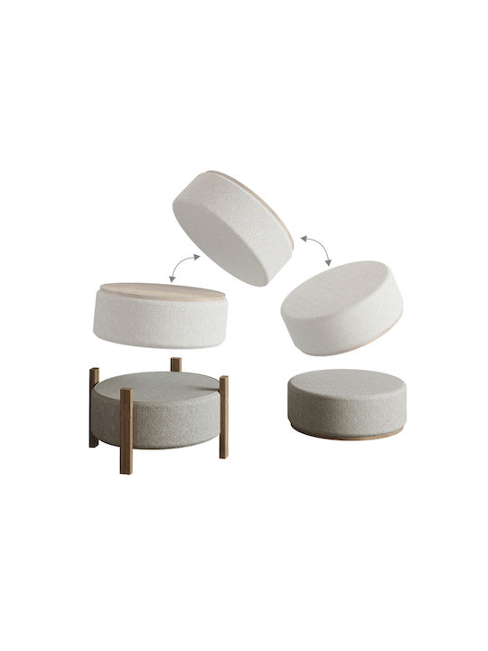 Living Room Wooden Ecru Stool 48x48x47cm