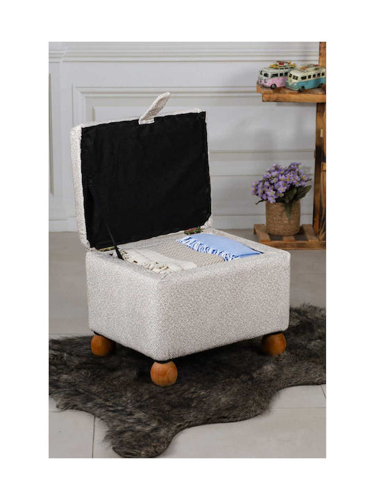 Living Room Stool With Storage Space Wooden Natural 38x59x58cm