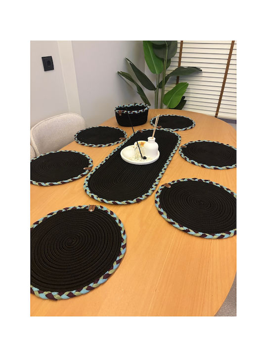 SteweHome Runner Set 6 Pieces Black 80x30cm