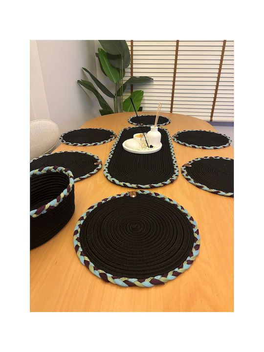 SteweHome Runner Set 6 Pieces Black 80x30cm