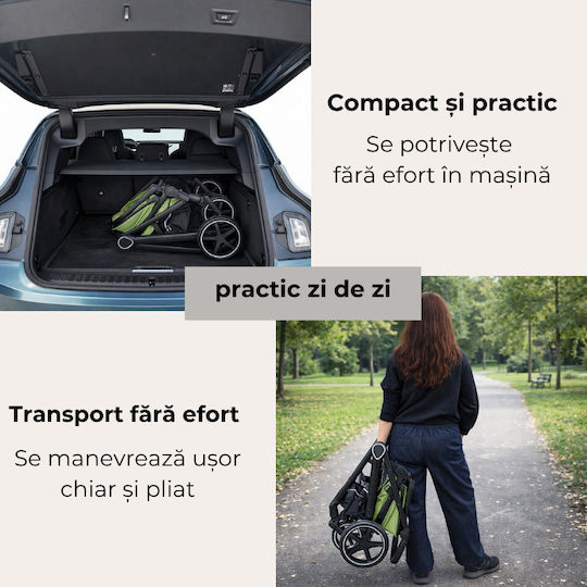 Kidizi Cărucior 2 în 1 Potrivit pentru Nou-Născut Verde
