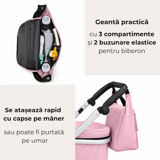 Kidizi Cărucior 2 în 1 Potrivit pentru Nou-Născut Roz