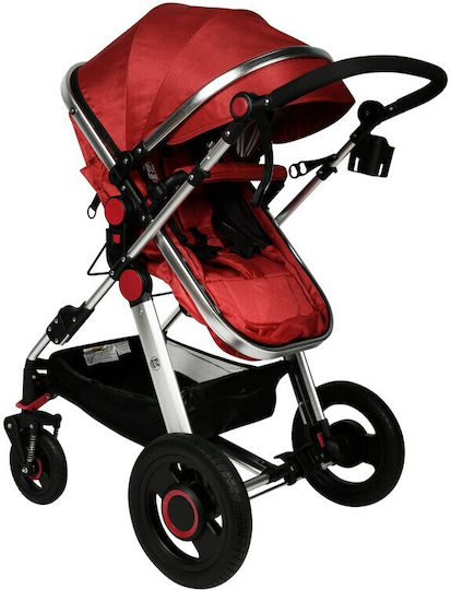 Buf Boof Reversible 2 in 1 Baby Stroller Suitable for Newborn Red