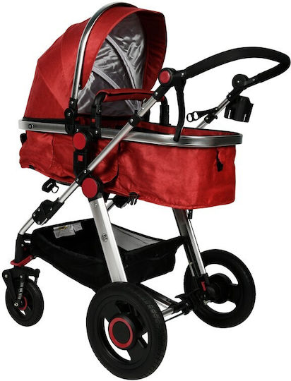 Buf Boof Reversible 2 in 1 Baby Stroller Suitable for Newborn Red