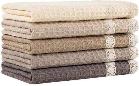 SteweHome Kitchen Towel Made of 100% Cotton in Brown Colour 40x60cm 5 Pieces